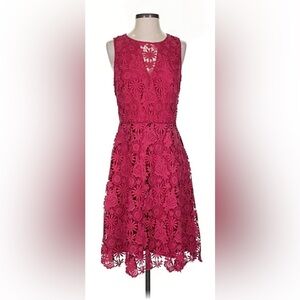 Elegant Lace Dress in Deep Pink